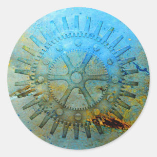 Sticker Rond Gears Steampunk