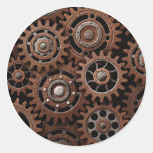 Sticker Rond Gears Steampunk