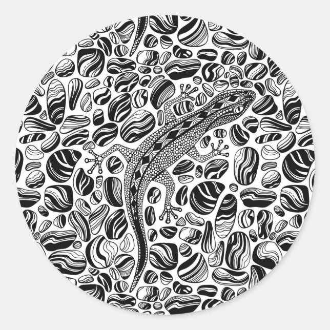 Sticker Rond Gecko et galets (Devant)