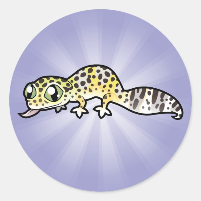Sticker Rond Gecko léopard de dessin animé (Devant)