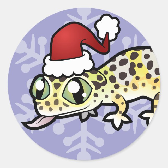 Sticker Rond Gecko léopard de Noël (Devant)