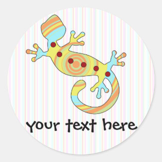 Sticker Rond Gecko Lizard coloré