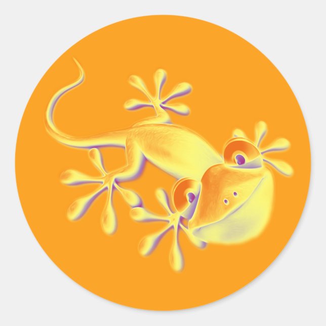 Sticker Rond Gecko souriant - orange (Devant)