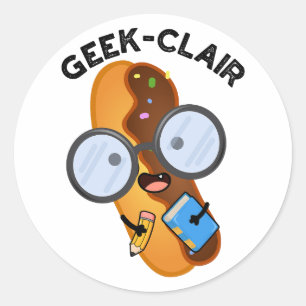 Sticker Rond Geek-clair Funny Eclair Pun