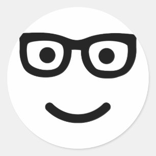Sticker Rond Geek de lunettes nerd