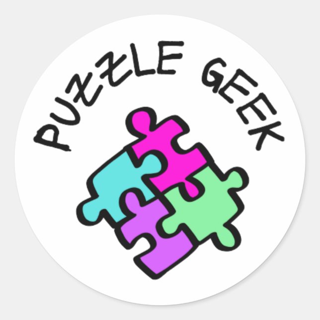 Sticker Rond Geek de puzzle (Devant)
