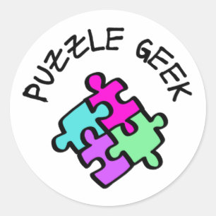 Sticker Rond Geek de puzzle