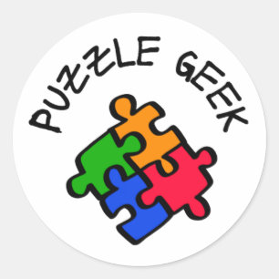 Sticker Rond Geek de puzzle