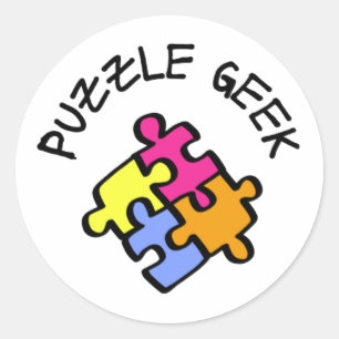 Sticker Rond Geek de puzzle