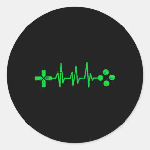 Sticker Rond Geek Heartbeat Gaming