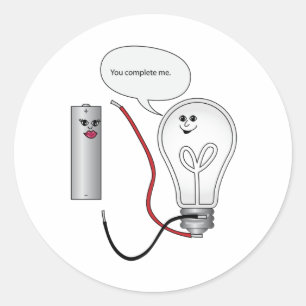 Sticker Rond Geek Love You Complete Me Circuit électrique