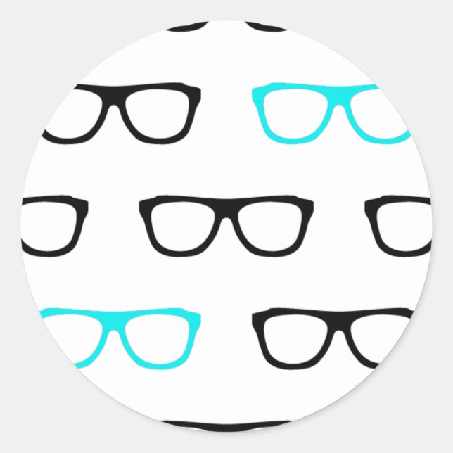 Sticker Rond geek lunettes bleu geek (Devant)