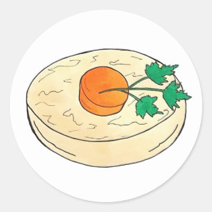 Sticker Rond Gefilte Fish Jours fériés Shabbat Pâques Nourritur