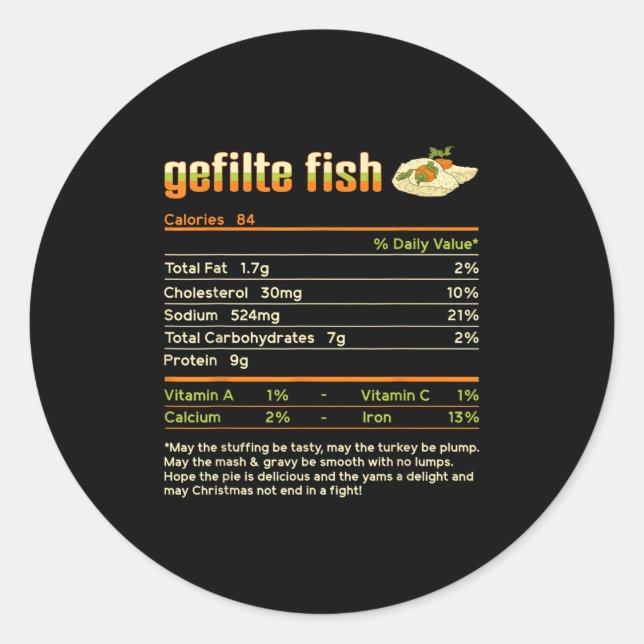 Sticker Rond Gefilte Fish Nutrition Fiches familiales Correspon (Devant)