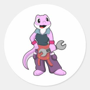 Sticker Rond Geko comme Mécanique avec clé
