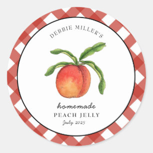 Sticker Rond Gelée de pêche vintage de style campagnard