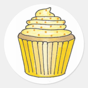 Sticker Rond Gelée et arrosage de gâteau de citron jaune