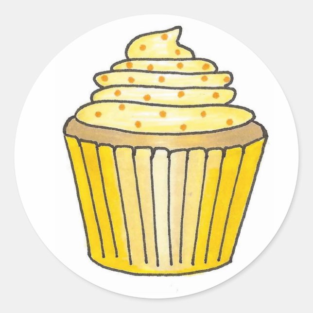 Sticker Rond Gelée et arrosage de gâteau de citron jaune (Devant)