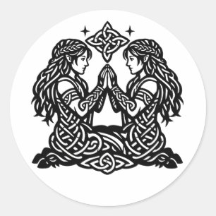Sticker Rond Gémeaux — Jumeaux du zodiaque de l'encre hantée