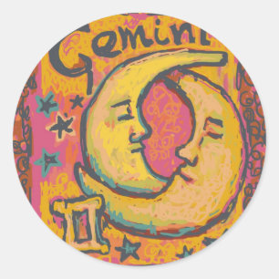 Sticker Rond Gemini, Produits d'Astrologie Personnalisables