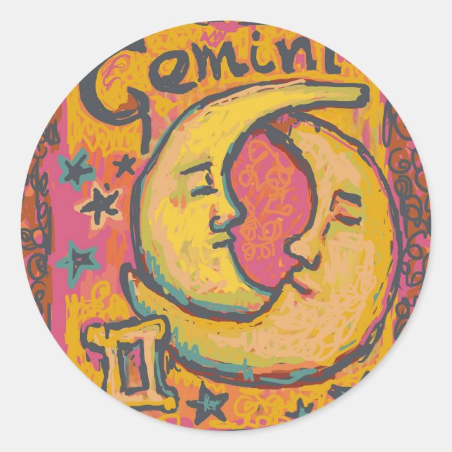 Sticker Rond Gemini, Produits d'Astrologie Personnalisables (Devant)