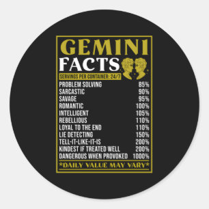 Sticker Rond Gemini Zodiac Faits Zodiac Faits Gemini