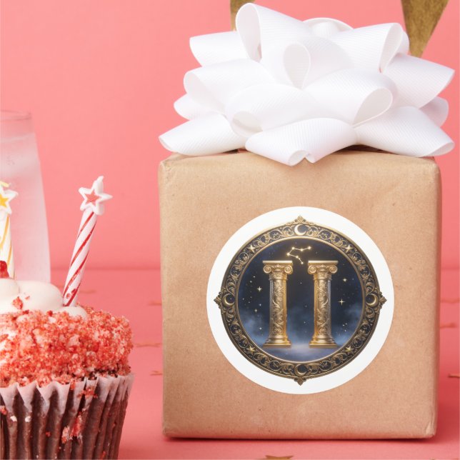 Sticker Rond Gemini Zodiac Twins (Fête)