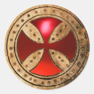 Sticker Rond Gemme rouge rouge CROISÉE ANTIQUE de TEMPLAR