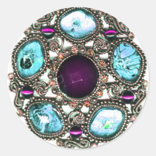 Sticker Rond "Gemmes et bijoux"
