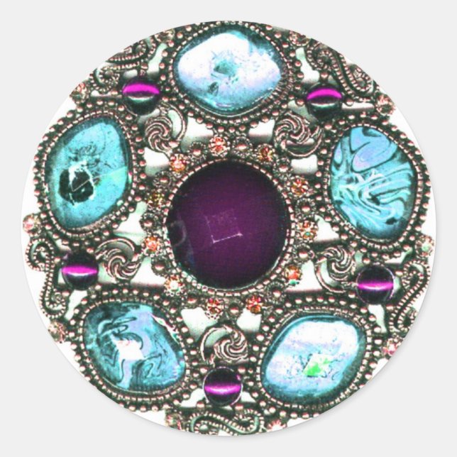 Sticker Rond "Gemmes et bijoux" (Devant)