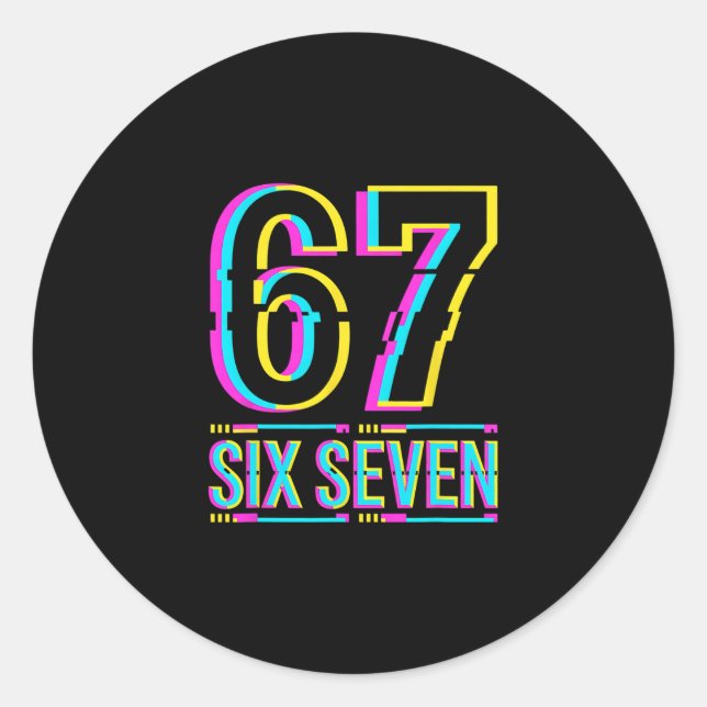 Sticker Rond Gen Alpha Six Seven 6 7 Meme  (Devant)