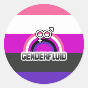STICKER ROND GENDERFLUID RAINBOW