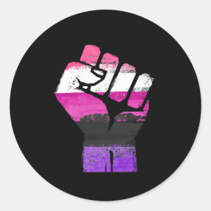 Sticker Rond GENDERFLUID RÉSISTENT au POING - illustration