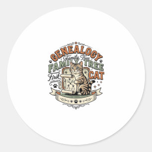 Sticker Rond Généalogie Arbre Généalogique Chat Généalogie Arbr