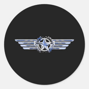 Sticker Rond Général Air Pilot Chrome Comme Star Wings Black