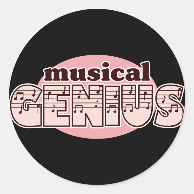 Sticker Rond Génie de la musique rose (Devant)