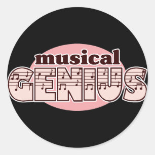 Sticker Rond Génie de la musique rose