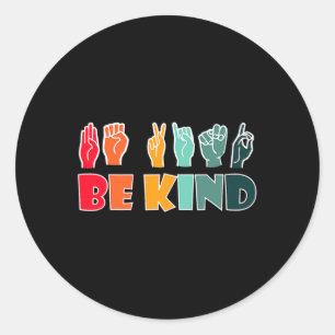 Sticker Rond Genre American Sign Language Asl Handene