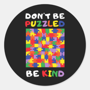 Sticker Rond Genre Autistic Puzzle Sensibilisation sur l'autism