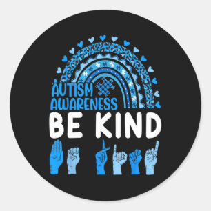 Sticker Rond Genre Langue des signes Asl Puzzle Arc-en-ciel Aut