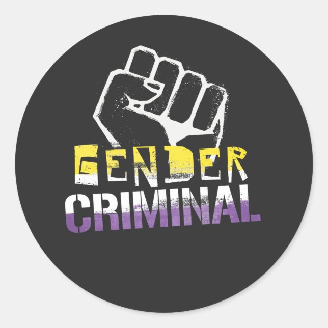 Sticker Rond Genre non binaire Criminel (Devant)