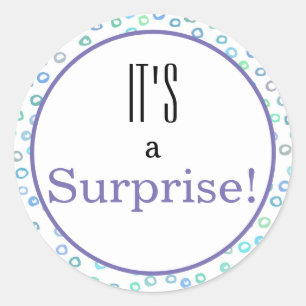 Sticker Rond Genre ReveaI Baby shower C'est une surprise!