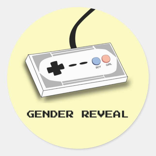Sticker Rond Genre Reveal Gamer Contrôleur Garçon Girl (Devant)