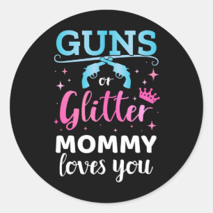 Sticker Rond Genre révéler armes ou parties scintillant maman f