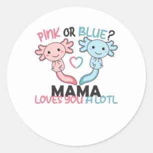 Sticker Rond genre révéler rose ou bleu maman vous aime beaucou