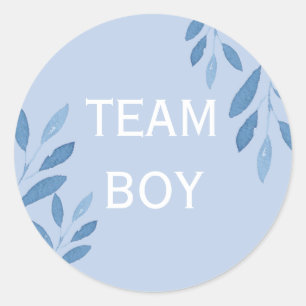 Sticker Rond Genre révéler Team Boy bleu aquarelle florale