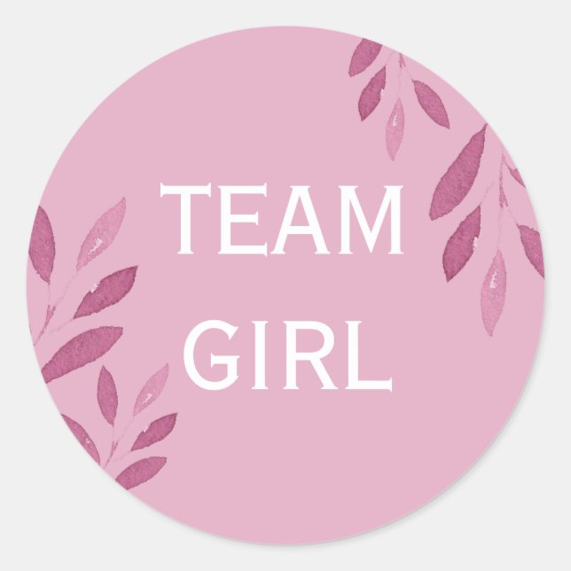 Sticker Rond Genre révéler Team Girl rose aquarelle florale (Devant)
