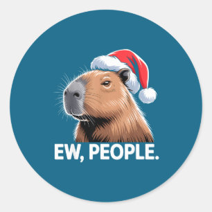 Sticker Rond Gens dégueu Capybara Noël Humour