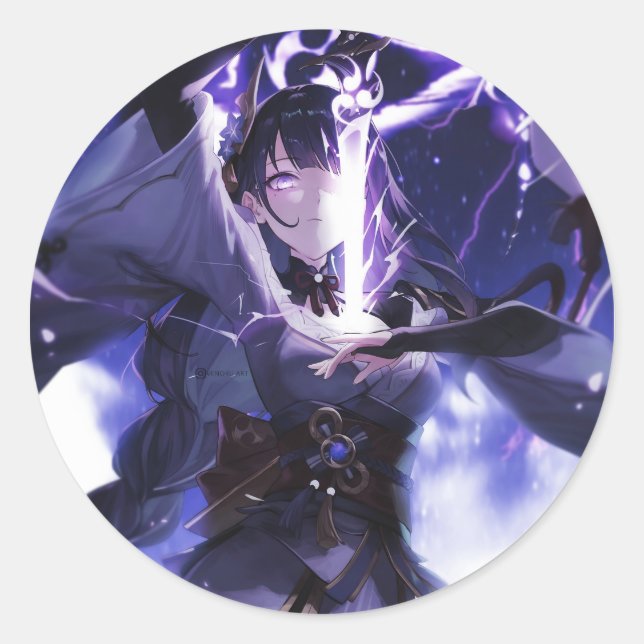 Sticker Rond Genshin impact Baal #1 (Devant)