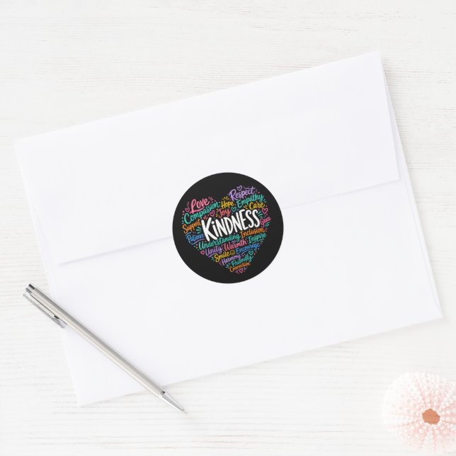 Sticker Rond Gentillesse compassion empathie et respect (Enveloppe)